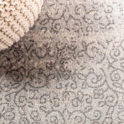 Mediterranean Filigree Easy-Care Synthetic Area Rug in Gray/Dark Gray
