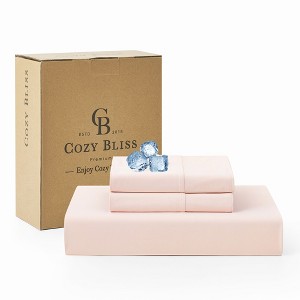 Cozy Bliss Cooling Deep Pocket Fitted Sheet, Breathable Sheet Set with 2 Pillowcases - 1 of 4