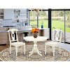 3-Piece Linen White Finish Solid Wood Top - Dining Room Set - Seats 4 - 2 of 4