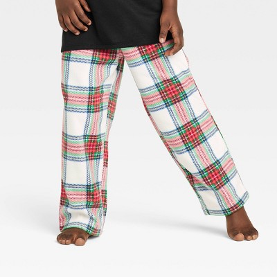 Toddler Holiday Tartan Plaid Fleece Matching Family Pajama Pants - Wondershop™ Cream