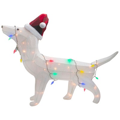 Northlight 32" LED Lighted Dachshund Dog in Santa Hat Outdoor Christmas Decoration