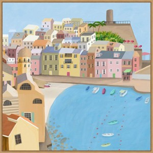 30" x 30" VernazzaItaly by Carla Daly Framed Canvas Wall Art Print - Amanti Art: Coastal City, Modern Decor - 1 of 4