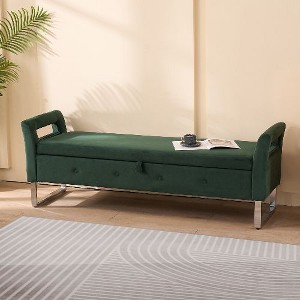 PAGED Velvet Ottoman with Storage, 67.91" Entryway Bench with Armrests, Multi-Functional Storage Bench for Bedroom, Entryway & Living Room - 1 of 4