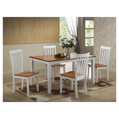 5pc Bloomington Dining Set White Honey, White And Oak Dining Room Table