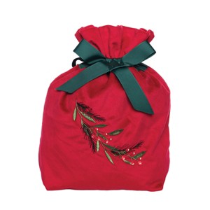 Gallerie II Splendor Velvet Red Pine Needle Branch & Berries Christmas Gift Bag - 1 of 3