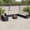 vidaXL Patio Sofa Set with Cushions Outdoor Furniture 12 Piece Poly Rattan - Black and Cream - 2 of 4