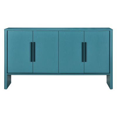 Hostack Retro Sideboard Cabinet with Adjustable Shelves and Long Handles for Dining and Living Room, Antique Blue