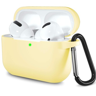 BONGEEK AirPods Pro Case Cover,Soft Silicone Protective Cases Cover Skin for Apple AirPod Pro 2 Charging Case Keychain Front LED Visible,Cream Yellow