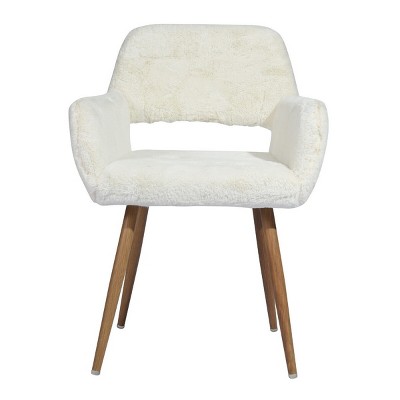 HomeRoots 23" White and Brown Faux Fur Arm Chair