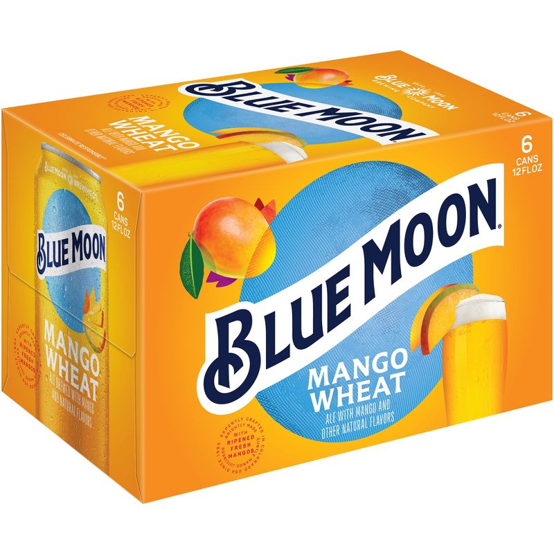 Blue Moon Mango Wheat Ale Beer - 6pk/12 fl oz Cans, 1 of 10