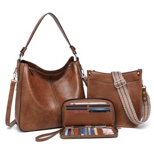 Purses for Women 3PCS, Crossbody Bags Set Large Leather Purse Shoulder Handbags with Wallet Adjustable Straps for Ladies Tote - 1 of 4