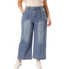 Agnes Orinda Women's Plus Size 2 Pieces Set Fashion Retro Sleeveless Jean Denim Vests and Wide Leg Baggy Washed Stretch Denim Ankle Jeans - 2 of 4