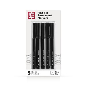 TRU RED Pen Permanent Markers Fine Tip Blk 5/Pack TR54524 - 1 of 4