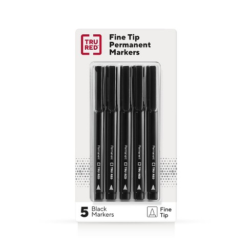 Tru Red Pen Permanent Markers Fine Tip Blk 5/pack Tr54524 : Target