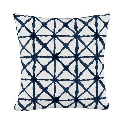 Indigo Print Throw Pillow - Skyline Furniture: Geometric Linen & Cotton, Zipper Closure, Indoor Use