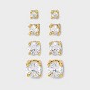 14K Gold Plated Cubic Zirconia Round Stud Earring Set 4pc - A New Day™ Gold - 2 of 3