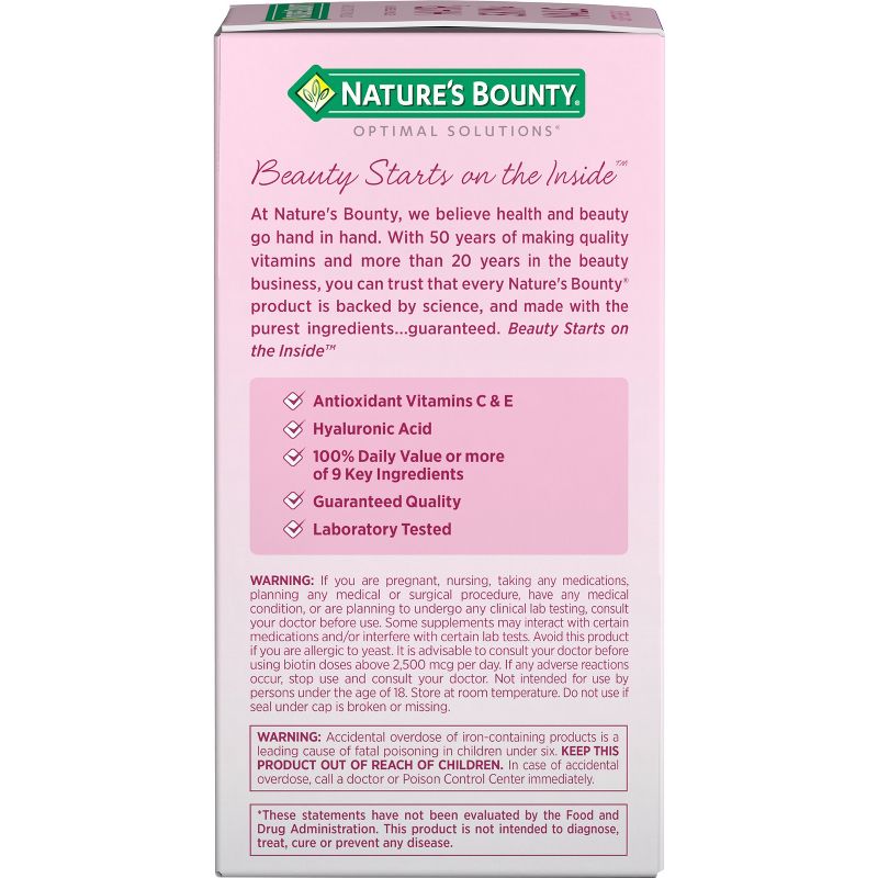 Nature&#39;s Bounty Optimal Solutions Extra Strength Hair, Skin and Nails Softgels with Biotin - 150ct, 4 of 13