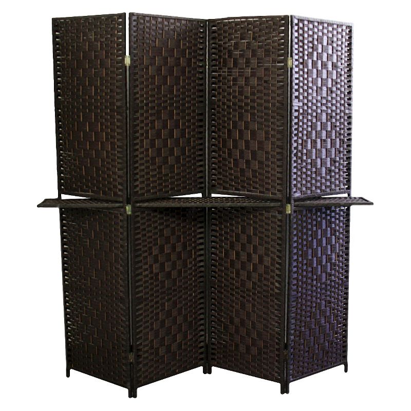 4 Panel Paper Straw Weave Screen with 63" L Shelving - Ore International, 1 of 7