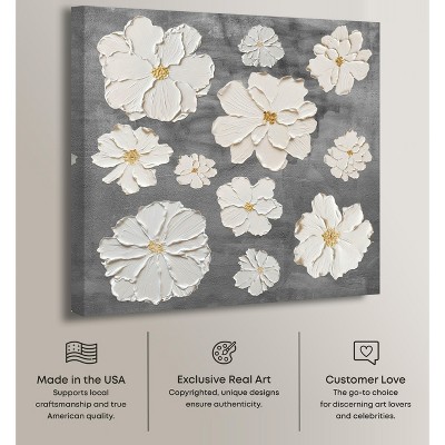 Anita Bloom II Chic Farmhouse Gray and White Canvas Wall Art, 24" x 24"