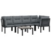 vidaXL 6 Piece Patio Lounge Set Black and Gray Poly Rattan - 3 of 4