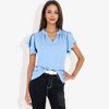 Anna-Kaci Women's Short Sleeve Ruffle Hem V-Neck Blouse Lightweight and Comfortable Casual Top - 3 of 4