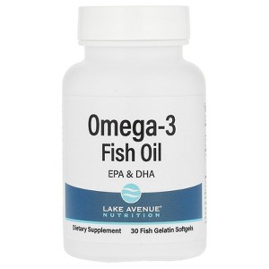Lake Avenue Nutrition Omega-3 Fish Oil, 1,250 mg, 30 Fish Gelatin Softgels - 1 of 3