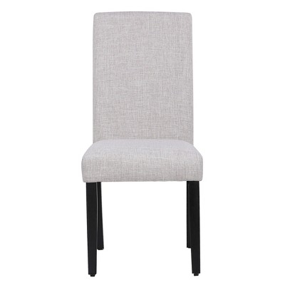Light Gray Upholstered Linen Parsons Side Chair with Wood Legs
