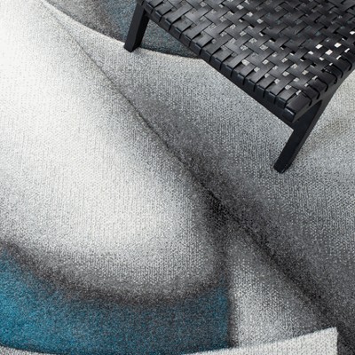 Hollywood Grey and Blue Abstract Runner Rug