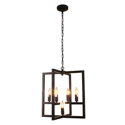 Chloe Lighting IRONCLAD Farmhouse 5 Light Oil Rubbed Bronze Ceiling Pendant 18" Wide