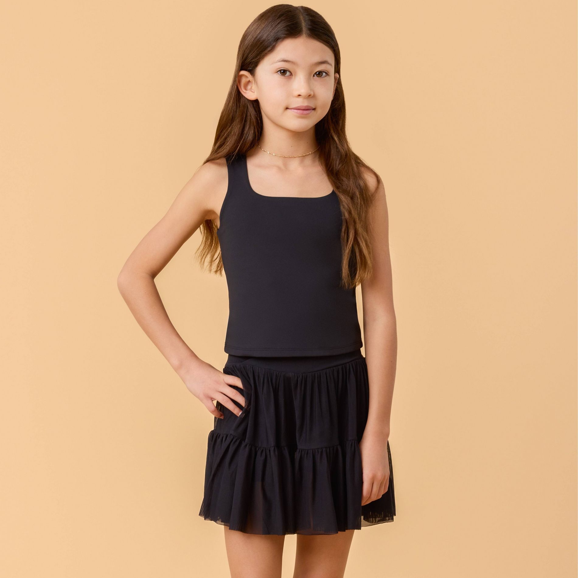 Blogilates Girls' Mommy & Me Ruffle Back Tank Top