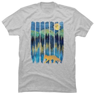 Men's Design By Humans Fox Forest Night By Maryedenoa T-Shirt - 1 of 4