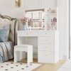 Famapy Whtie Vantiy Table Elegant Makeup Vanity Crystal Accent Lighting Mirror Glass Top Dresser - 4 of 4