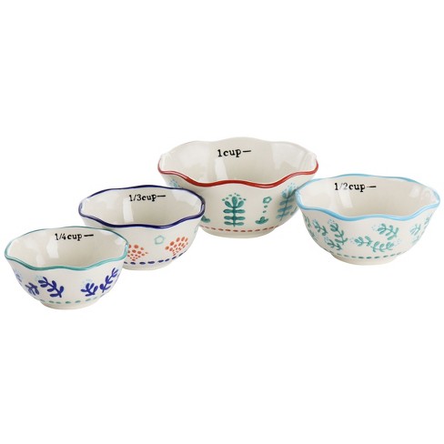 Gibson Home Village Vines 4 Piece Stoneware Measuring Cup Set In
