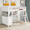 NicBex Full Size Bunk Bed with Desk Loft Bed Pine Frame Bed Frame with Storage Drawers, Shelves, Guardrails and Inclined Ladder - 2 of 4