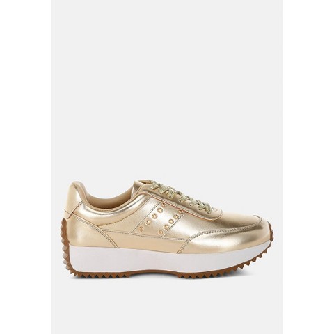 Женские кроссовки Rag & Co Womens Mujori Metallic Pleather Studded Sneakers 5