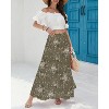 Women's Chiffon Boho Maxi Skirt - High Waist Tiered Pleated Floral A-Line Long Skirt Grayish-green Floral - 2 of 4