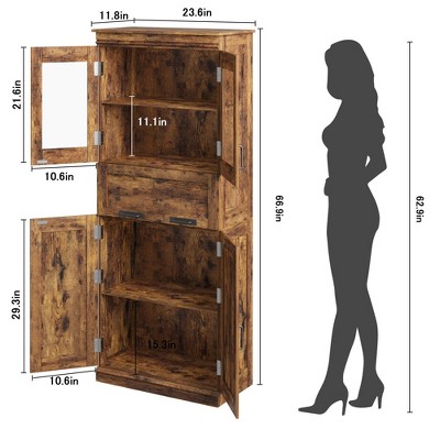 66.9" Pantry Cabinet with Drawer, Kitchen Storage Buffet Cabinet with 4 Shelves, Freestand Storage Cabinet