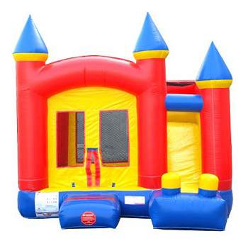 Pogo Bounce House Crossover Inflatable Bounce House with Slide, Rainbow