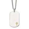 Chisel Stainless Steel with 14K Gold Accent and .02 ct. Diamond Cross Dog Tag on a 24" Curb Chain Necklace - 2 of 4