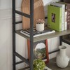 Triple Wide 5-shelf Bookshelves Industrial Retro Wooden Style Home and Office Large Open Bookshelves, Grey - 4 of 4