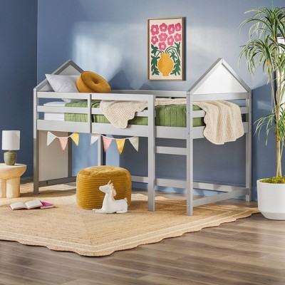Saracina Home Skyler Contemporary Wood Low Loft Bunk Bed Gray
