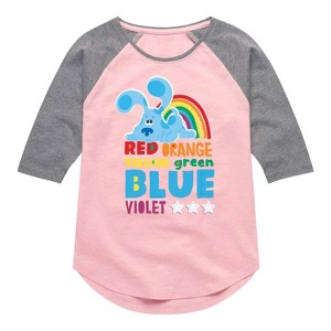 Girls' - Blue's Clues & You! - Colors Of The Rainbow Shirt Tail Raglan Graphic T-shirt - 1 of 4