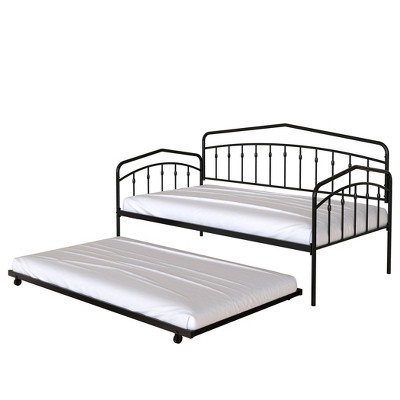 NicBex Twin Size Daybed, Metal Day Bed Frame with Twin Size Trundle, No Box Spring Needed, Black