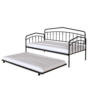 NicBex Twin Size Daybed, Metal Day Bed Frame with Twin Size Trundle, No Box Spring Needed, Black - 1 of 4