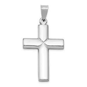 Black Bow Jewelry Mens 14k Yellow or White Gold Hollow Reversible Cross Pendant, 23x44mm - 1 of 4