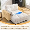 Oversized Corduroy Chaise Lounge Chair Sleeper Sofa Bed with Adjustable Backrest, USB Port & Cup Holder for Bedroom Living Room-3irtyhousy - 2 of 4