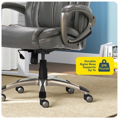 Gray Leather High Back Executive Swivel Office Chair