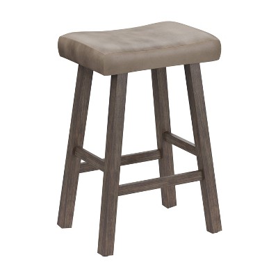 26" Saddle Wood Backless Counter Height Barstool Rustic Gray - Hillsdale Furniture: Plush Seat, Farmhouse Style