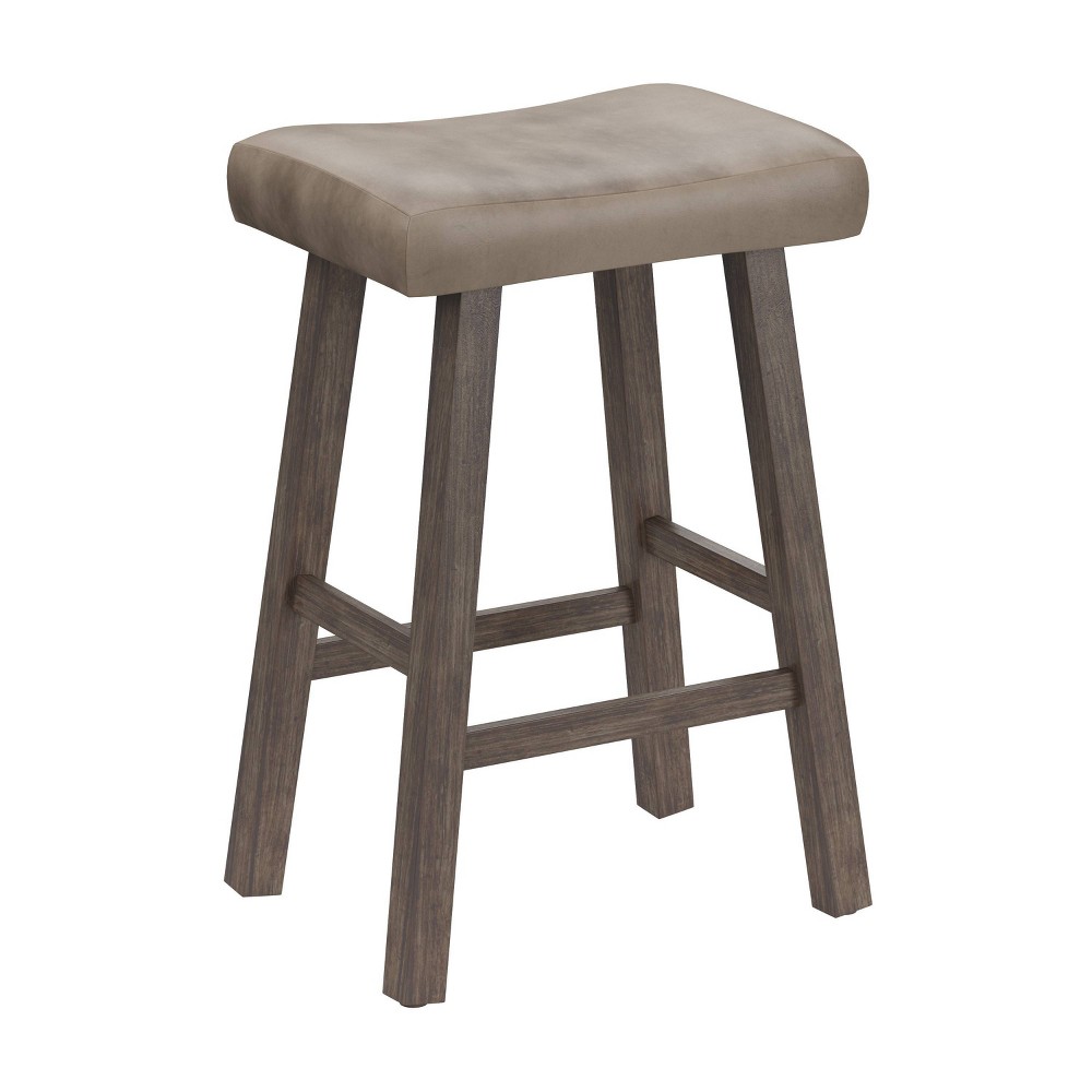 Photos - Chair 26" Saddle Wood Backless Counter Height Barstool Rustic Gray - Hillsdale Furniture: Plush Seat, Farmhouse Style