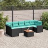 vidaXL 8 Piece Patio Sofa Set with Cushions Gray Poly Rattan - Black and Blue - 2 of 4